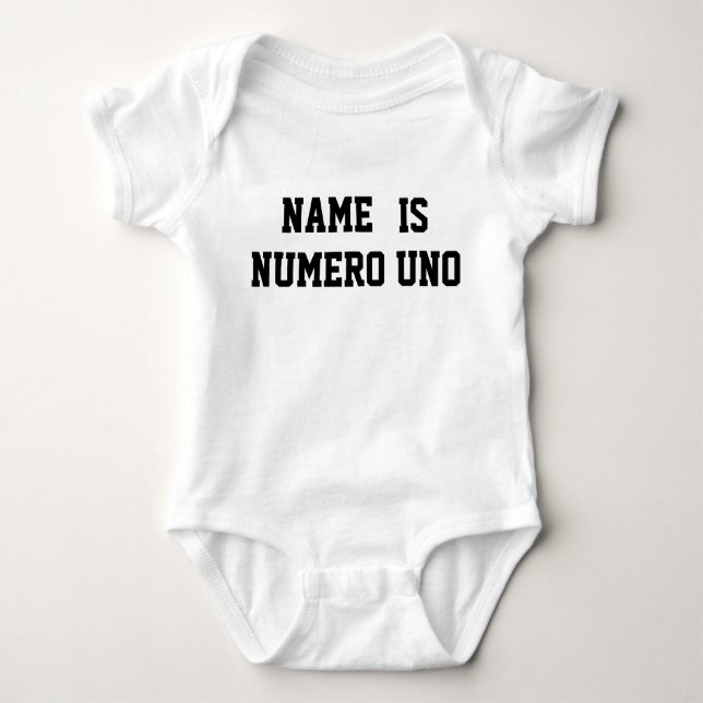 Personalised Name Is Numero Uno Baby Bodysuit (Front)