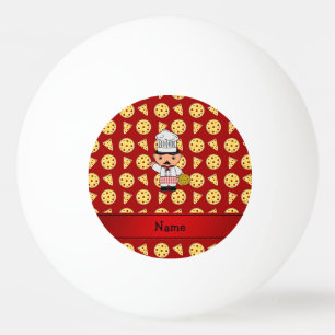 Personalised name italian chef red pizza pattern ping pong ball