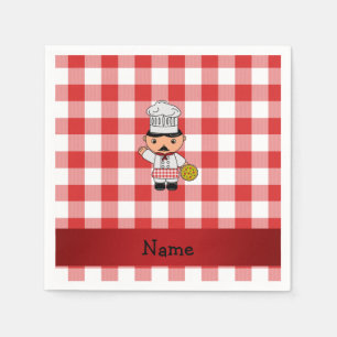 Personalised name italian chef red white checkers napkin