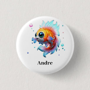 Personalised Name Japanese Koi Fish 3 Cm Round Badge