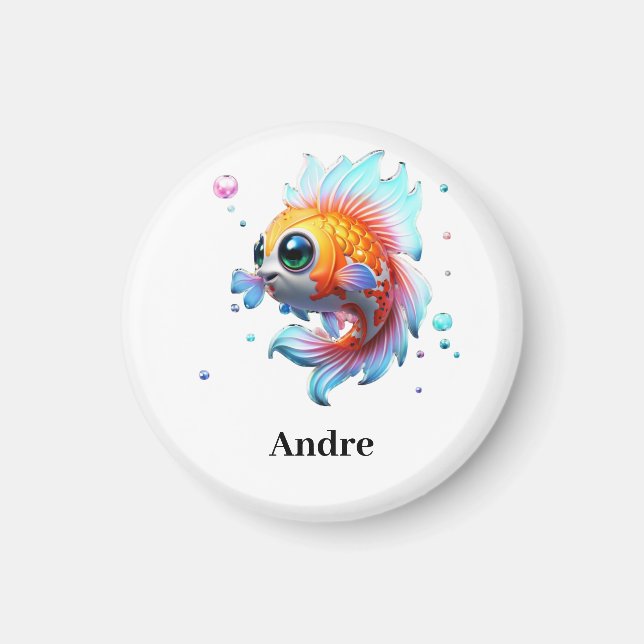 Personalised Name Japanese Koi Fish Magnet (Front)