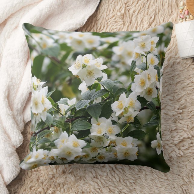 Personalised Name Jasmine Flowers Throw Pillow (Blanket)