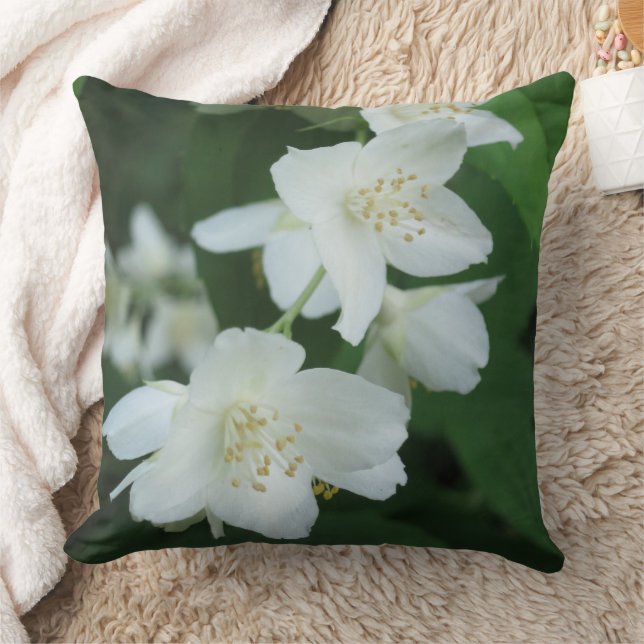 Personalised Name Jasmine Flowers Throw Pillow (Blanket)