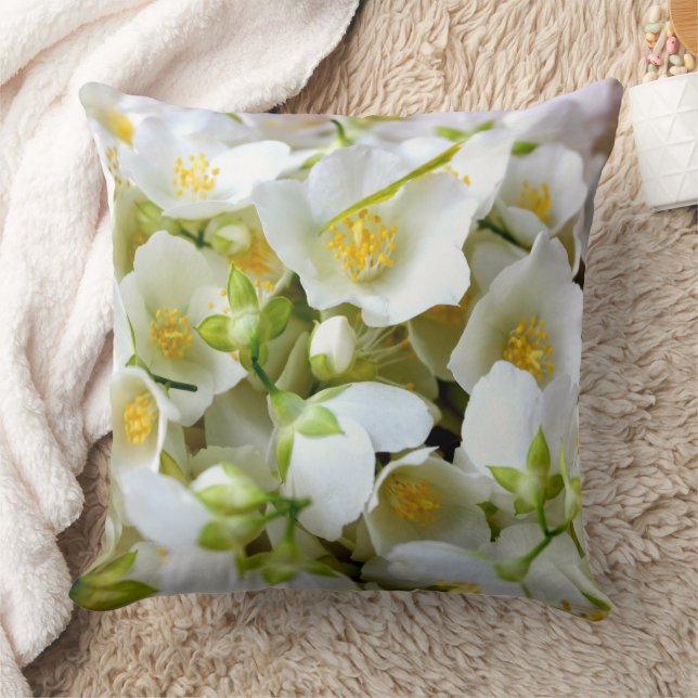 Personalised Name Jasmine Flowers Throw Pillow (Blanket)
