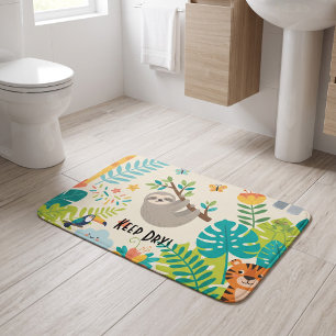 Personalised Name Jungle Fun Bath Mat