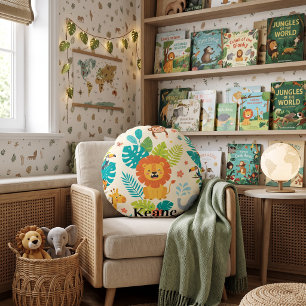 Personalised Name Jungle Fun Round Cushion