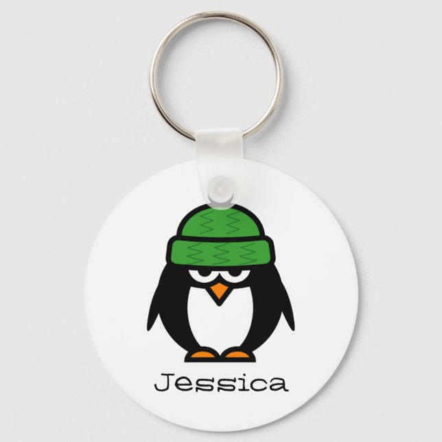 Personalised name keychain for penguin lovers (Front)