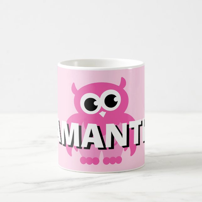 Personalised name kids's mug with funny owl design (Center)