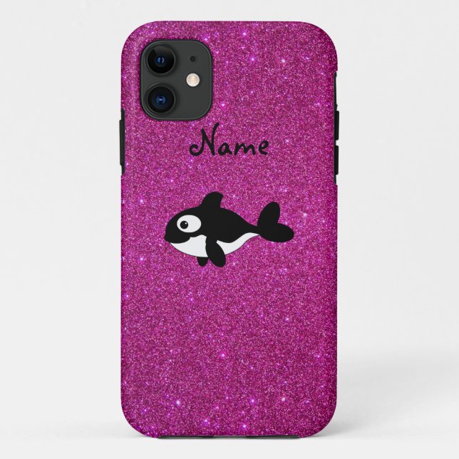 Personalised name killer whale pink glitter Case-Mate iPhone case (Back)