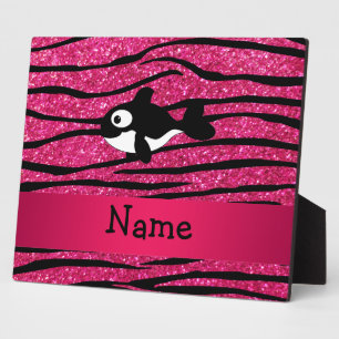 Personalised name killer whale zebra stripes plaque