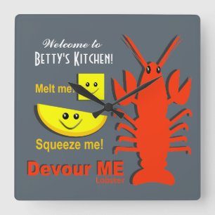 Personalised Name - Kitchen Clock - Maine Lobster