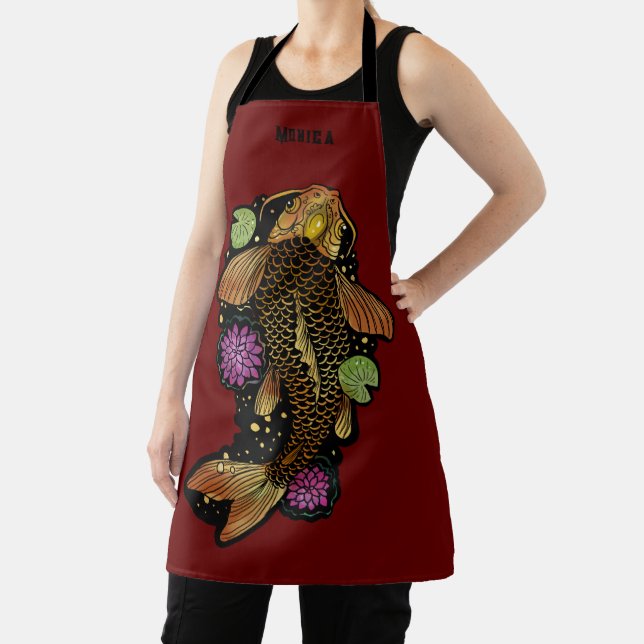  Personalised Name Koi Fish Apron (Insitu)
