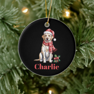 Personalised Name Labrador Retriever Christmas Ceramic Ornament