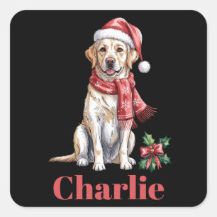 Personalised Name Labrador Retriever Christmas Square Sticker