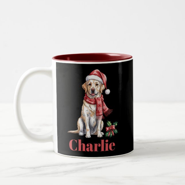 Personalised Name Labrador Retriever Christmas Two-Tone Coffee Mug (Left)
