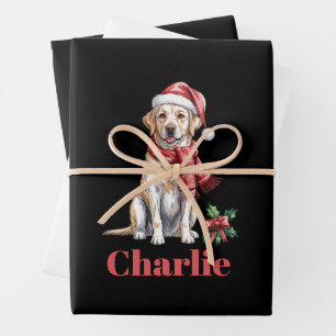 Personalised Name Labrador Retriever Christmas Wrapping Paper Sheet