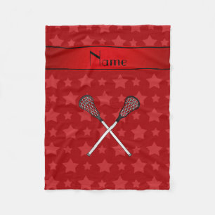 Personalised name lacrosse red stars fleece blanket