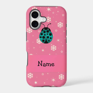 Personalised name ladybug light pink snowflakes
