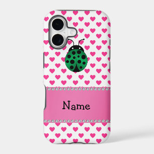 Personalised name ladybug pink hearts polka dots