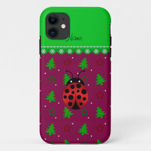 Personalised name ladybug plum trees stars iPhone 11 case