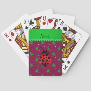 Personalised name ladybug plum trees stars playing cards