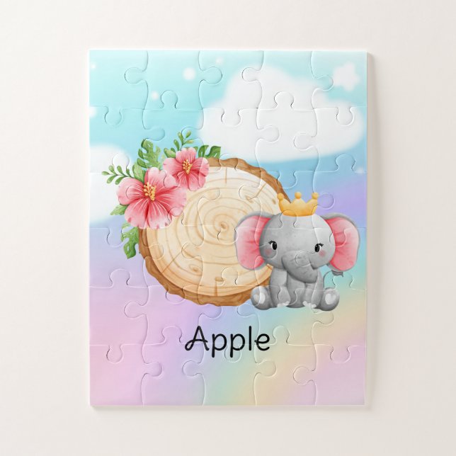 Personalised name large size Elephant puzzle (Vertical)