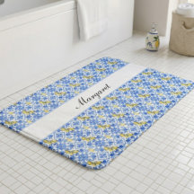 Personalised Name Lemon Azulejo Blue Tile Pattern