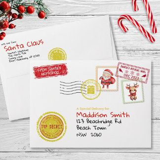 Personalised Name Letter From Santa North Pole Envelope