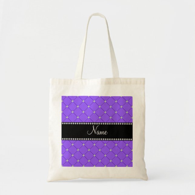 Personalised name Light purple diamonds Tote Bag (Front)
