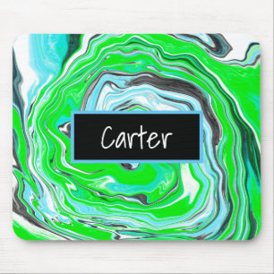 Personalised Name Lime Green and Blue Swirl Mini B Mouse Pad