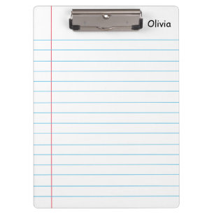 Personalised Name Lined Notebook Paper Clipboard