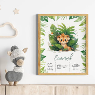 Personalised name lion boho nursery art print