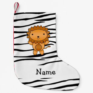 Personalised name lion zebra stripes small christmas stocking