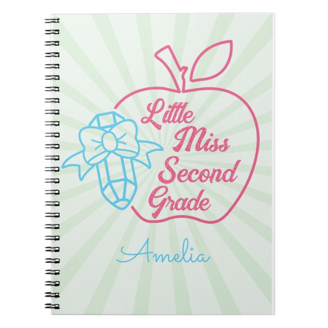 Personalised Name Little Miss Second Grade  Notebook (Front)
