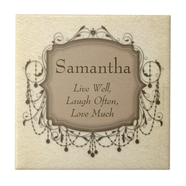Personalised Name Live, Laugh, Love Tile Plaque (Front)