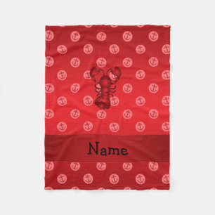 Personalised name lobster red anchor polka dots fleece blanket