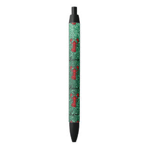 Personalised name lobster red mint green glitter black ink pen