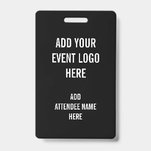 Personalised Name Logo Black White Event ID Badge