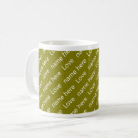 Personalised Name Love Elegant Pattern Olive Green