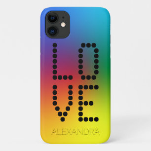 Personalised Name & Love Trendy Font, Rainbow iPhone 11 Case