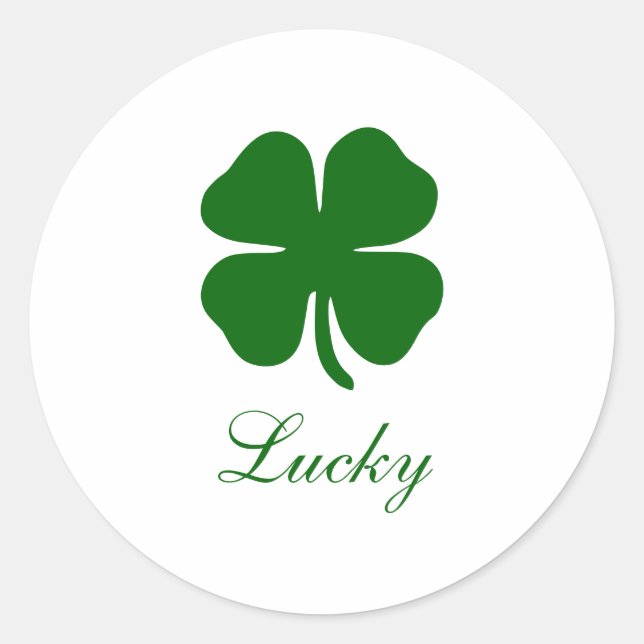 Personalised Name Lucky Clover Classic Round Sticker (Front)