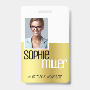 Personalised Name Luxury Golden Ombre Stylish ID Badge