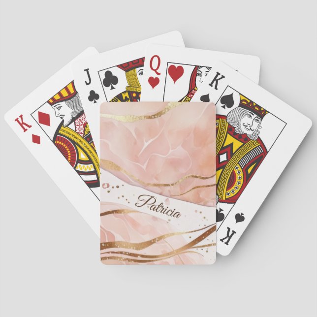 Personalised Name Luxury Marble Rose Playing Cards (Back)