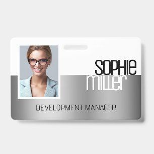 Personalised Name Luxury Silver Gradient Trendy ID Badge