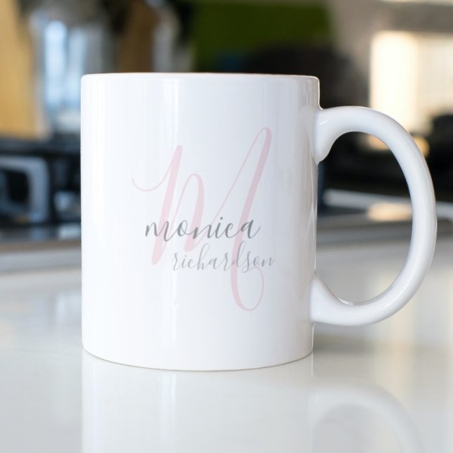 personalised name . M monogram white Coffee Mug (Creator Uploaded)