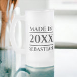 Personalised Name Made in Year Frosted Glass Beer Mug<br><div class="desc">Personalised Name Made in Year Glass  beer glass from Ricaso - add your own year and recipients name to this great glass.  Perfect for birthday gift ideas</div>