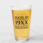 Personalised Name Made in Year Glass<br><div class="desc">Personalised Name Made in Year Glass  beer glass from Ricaso - add your own year and recipients name to this great glass.  Perfect for birthday gift ideas</div>