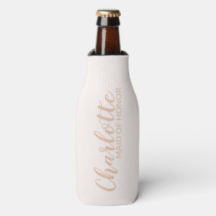 Personalised Name Maid of Honour Blush Pink Script Bottle Cooler