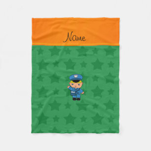 Personalised name mailman green stars fleece blanket