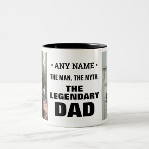 Personalised Name Man Myth Legendary Dad Photo Two-Tone Coffee Mug